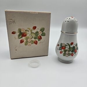 Vintage 1979 AVON Strawberry Sugar Shaker Porcelain 22k Gold Trim Original Box